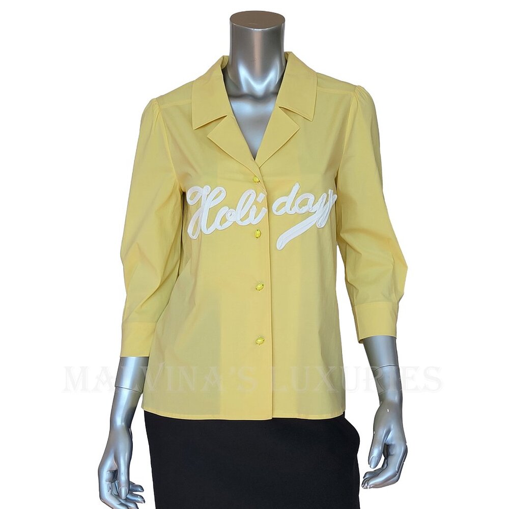 BOUTIQUE MOSCHINO JACKET LIGHTWEIGHT YELLOW HOLIDAY LEMON BUTTONS sz IT 42 US 8